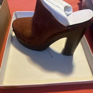 Jessica Simpson Tan Suede Studded Mules